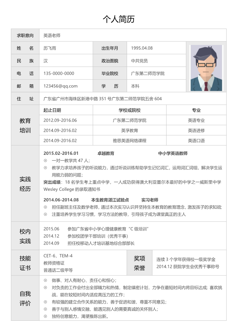 12款经典标准简历表格2