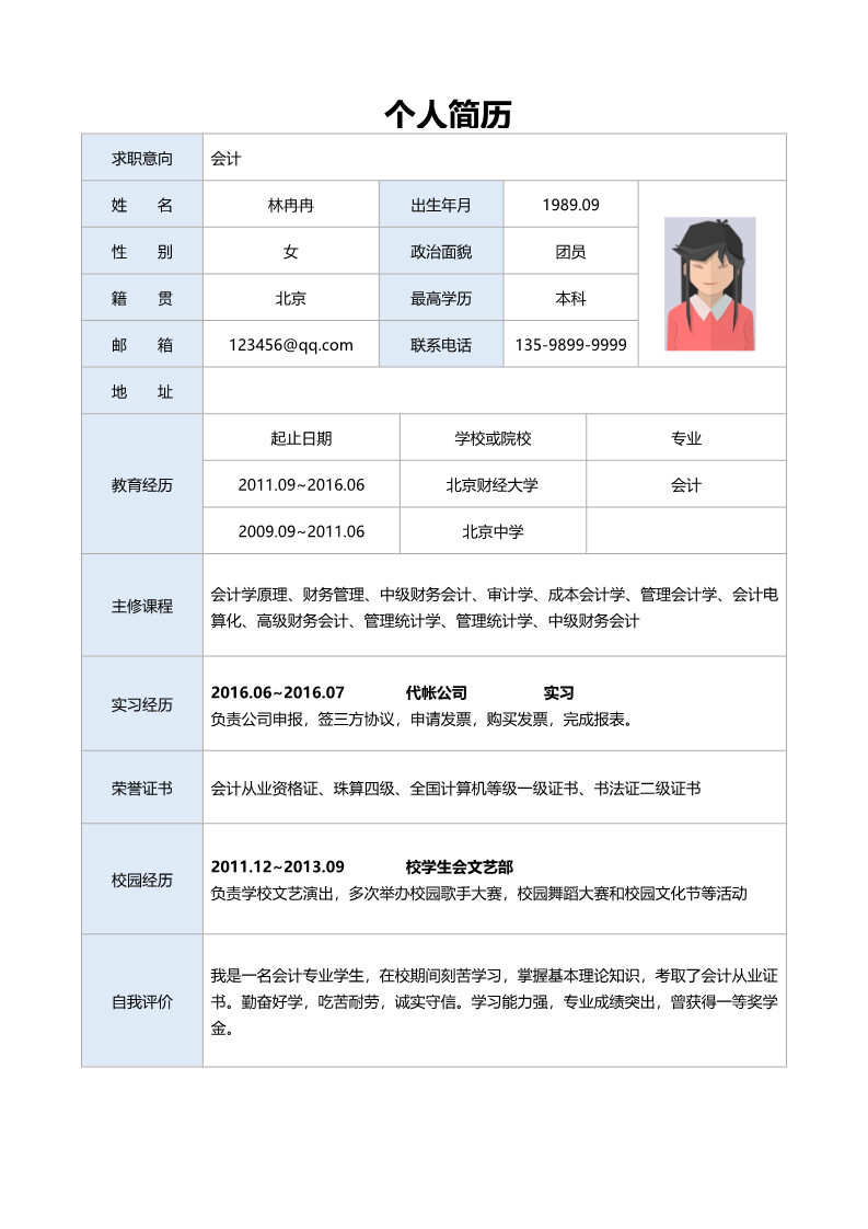 12款经典标准简历表格7