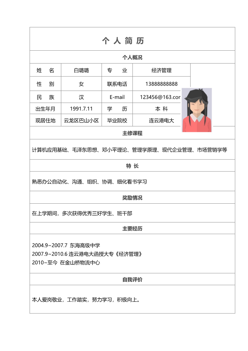 12款经典标准简历表格9