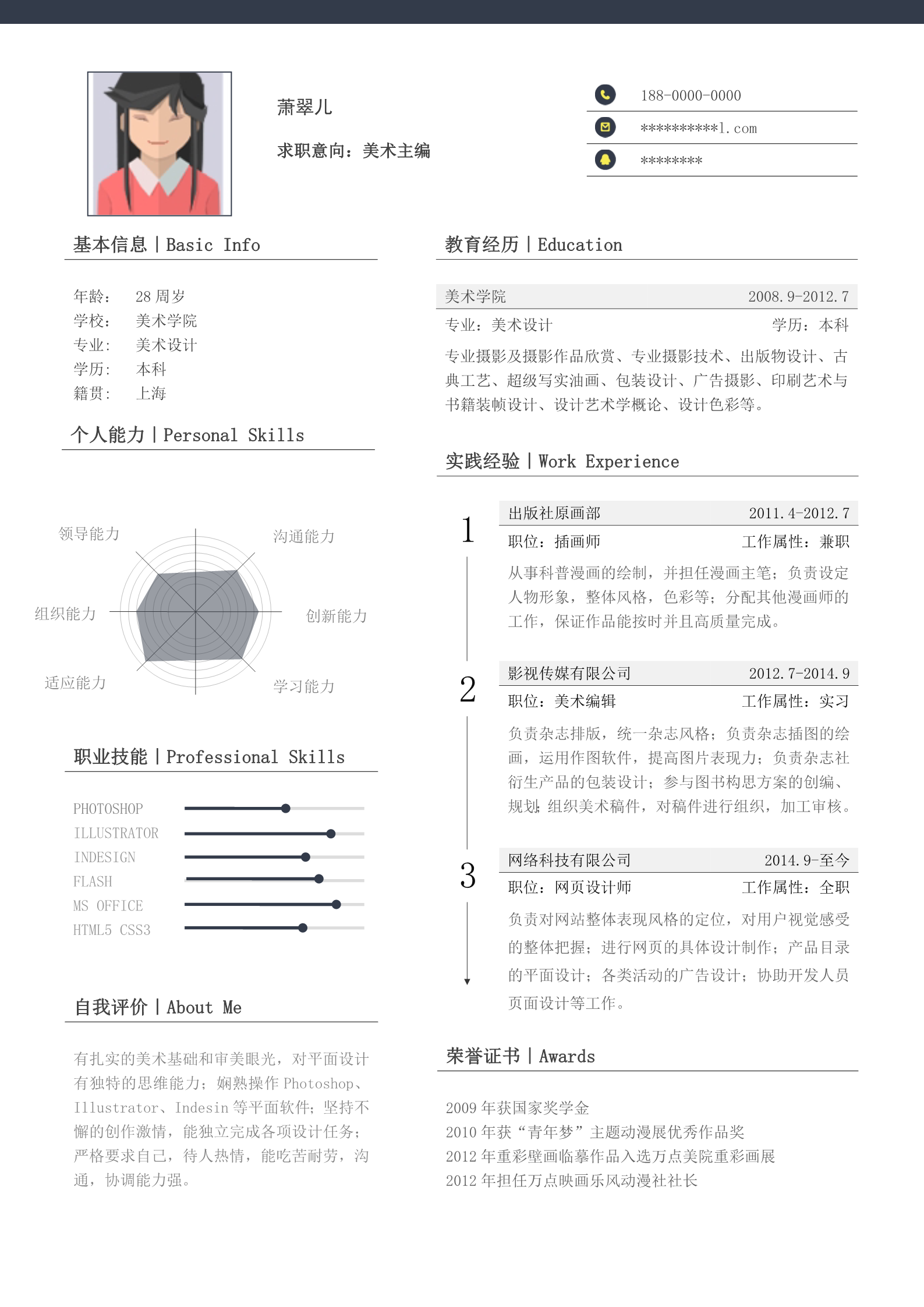 极简淡黄色创意灯泡idea四页个人简历模板2